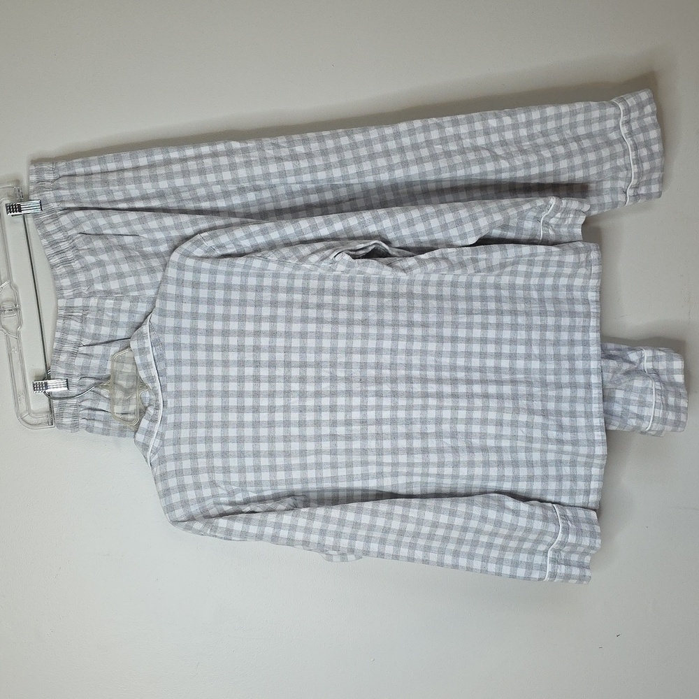 Serena & Lily Light Gray Checkered Womens Sz Large Pajama Set 100% Cotton - Picture 7 of 7